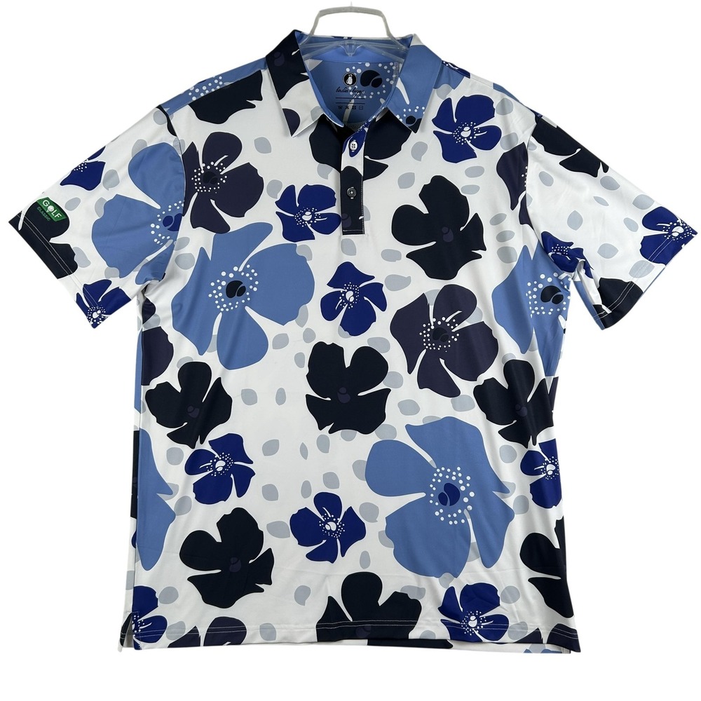Birdies + Bogeys Polo Shirt Mens Large Floral Golf American Cancer Society‎